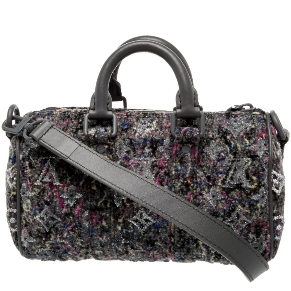 Louis Vuitton Monogram Keepall XS Gray Tweed With Glitter Accents And Dust Cover